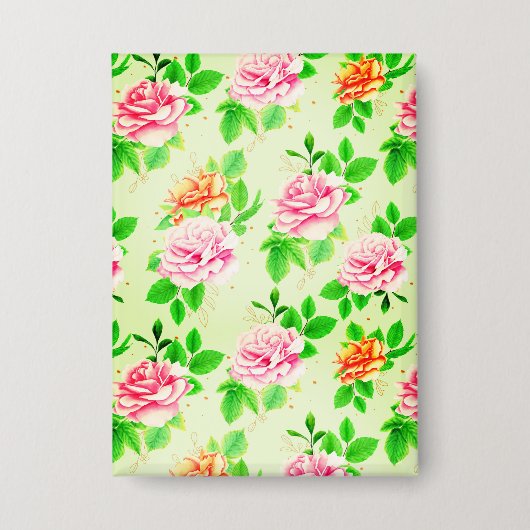 Elegant Floral Roses Green Leaves Pattern-23675 Button (Vorderseite)