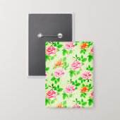 Elegant Floral Roses Green Leaves Pattern-23675 Button (Vorderseite/Rückseite)