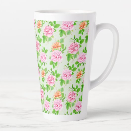 Elegant Floral Roses Green Leaves Pattern-23675 Milchtasse (Rechts)