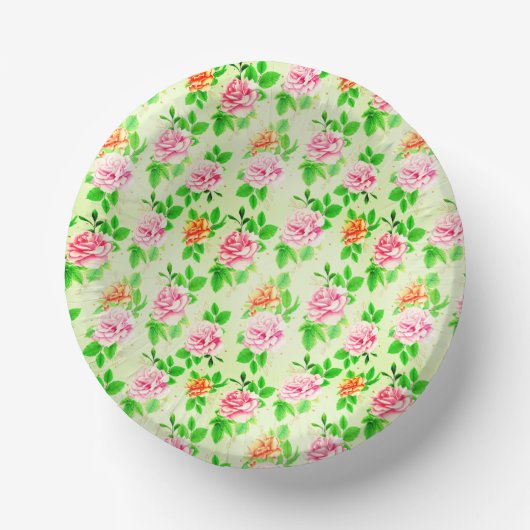 Elegant Floral Roses Green Leaves Pattern-23675 Pappteller (Vorderseite)