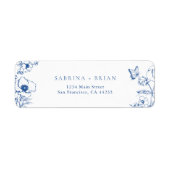 Elegant Floral Royal Blue Wedding Return Address (Vorne)