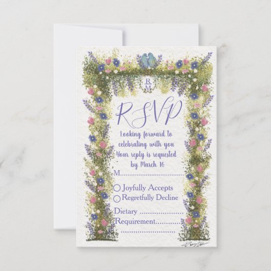 Elegant Floral RSVP Card 5x3.5 - Hand-Drawn Art (Vorderseite)