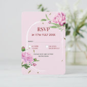 Elegant Floral RSVP Card in Soft Pink for Wedding  (Stehend Vorderseite)