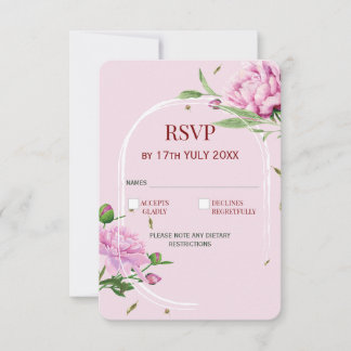 Elegant Floral RSVP Card in Soft Pink for Wedding 