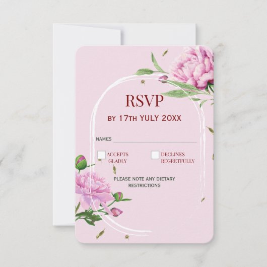 Elegant Floral RSVP Card in Soft Pink for Wedding  (Vorderseite)