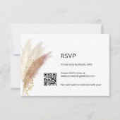 Elegant Floral RSVP with QR Code Dusty Pink Pampas (Vorderseite)