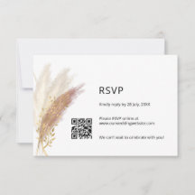 Elegant Floral RSVP with QR Code Dusty Pink Pampas