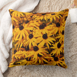 Elegant Floral Rudbeckia Schwarz-Mit Augen Susans Kissen
