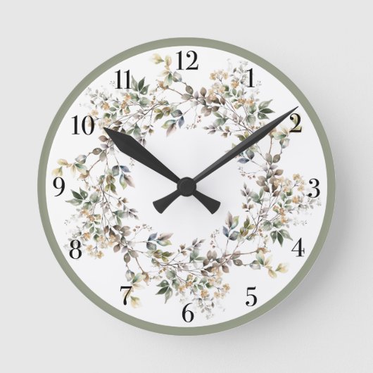 Elegant Floral Runde Wanduhr (Vorderseite)