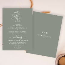 Elegant Floral Sage Green Boho Monogram Wedding