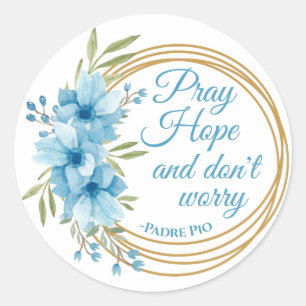 Elegant floral Saint Padre Pio Zitat Christlich Runder Aufkleber