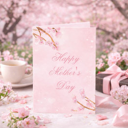 Elegant Floral Sakura Greeting for Mom Karte