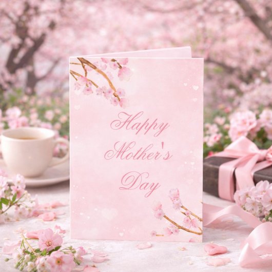 Elegant Floral Sakura Greeting for Mom Karte