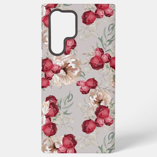 Elegant Floral Samsung Galaxy Case with Red Roses Hülle (Rückseite)