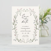 Elegant Floral Save the Date (Stehend Vorderseite)