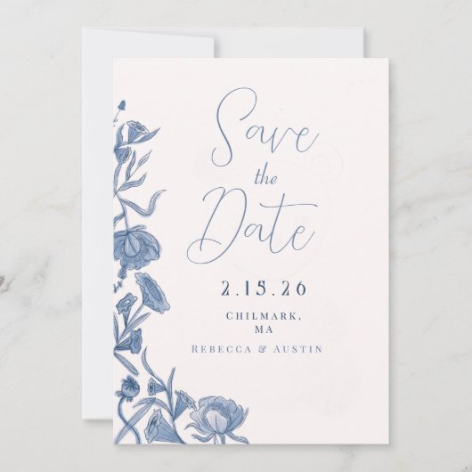 Elegant Floral Save the Date Ankündigung (Vorderseite)