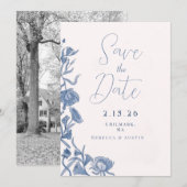 Elegant Floral Save the Date Ankündigung (Vorne/Hinten)