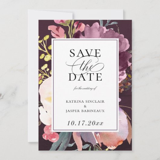 Elegant Floral Save the Date Ankündigung (Vorderseite)