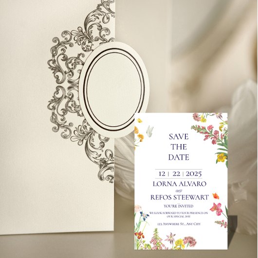 Elegant Floral Save the Date Card Einladung