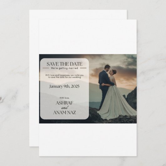 Elegant Floral Save the Date Card – Modern Wedding (Vorne/Hinten)