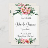 Elegant Floral Save the Date Einladung (Vorne/Hinten)