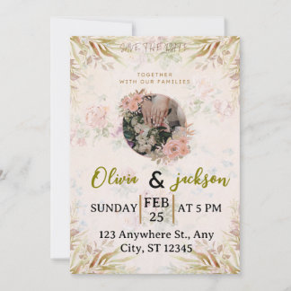 Elegant Floral Save The Date Wedding Invitation Einladung