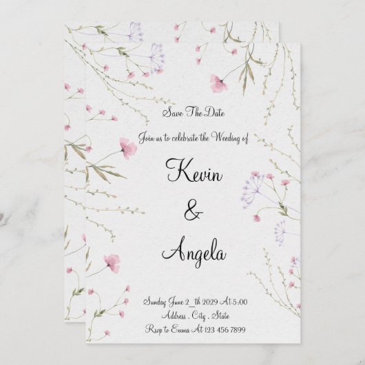 Elegant Floral Save the Date Weeding Einladung (Vorne/Hinten)