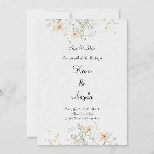 Elegant Floral Save the Date Weeding Einladung (Vorderseite)