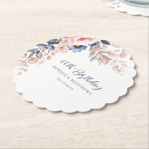 Elegant Floral Script 60. Geburtstag Untersetzer
