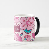 Elegant Floral Script Custom Name Verwandlungstasse (VorderseiteRechts)