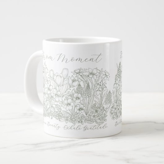 Elegant Floral Script Saying Boho Line Art  Jumbo-Tasse (Vorderseite Links)