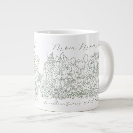 Elegant Floral Script Saying Boho Line Art Jumbo-Tasse (Vorderseite Rechts)