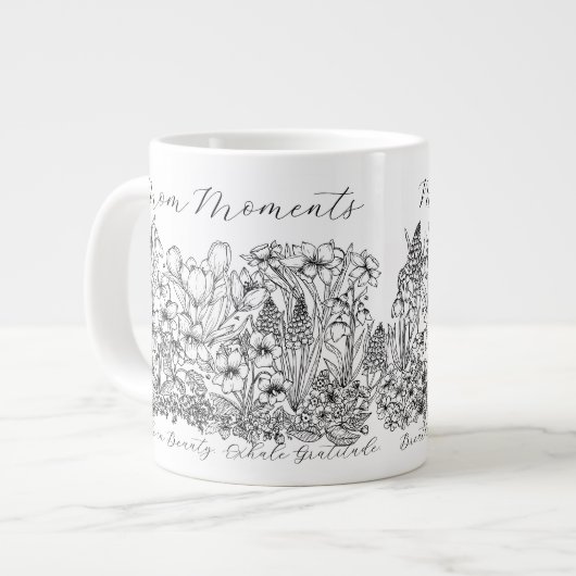 Elegant Floral Script Saying Boho Line Art  Jumbo-Tasse (Vorderseite Links)