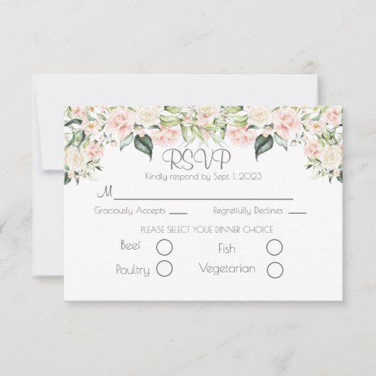 Elegant Floral Script Wedding RSVP Karte (Vorderseite)