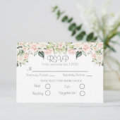 Elegant Floral Script Wedding RSVP Karte (Stehend Vorderseite)