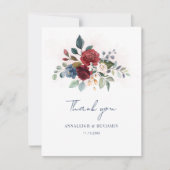 Elegant Floral Script Wedding Vielen Dank (Vorderseite)
