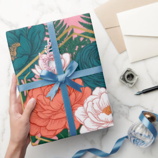 Elegant Floral Seamless Pattern | Tropical Flowers Geschenkpapier