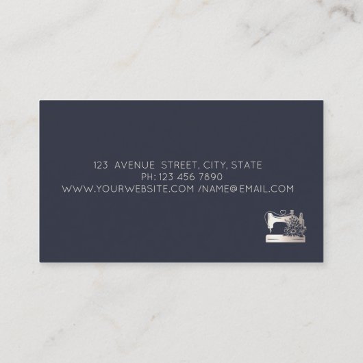 Elegant Floral Sewing Machine Seamstress or Tailor Visitenkarte (Rückseite)