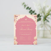 Elegant Floral Sikh Anand Karaj Einladung (Stehend Vorderseite)