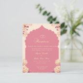 Elegant Floral Sikh wedding reception Einladung (Stehend Vorderseite)