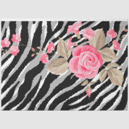 Elegant Floral Silver Tiger Seidenpapier