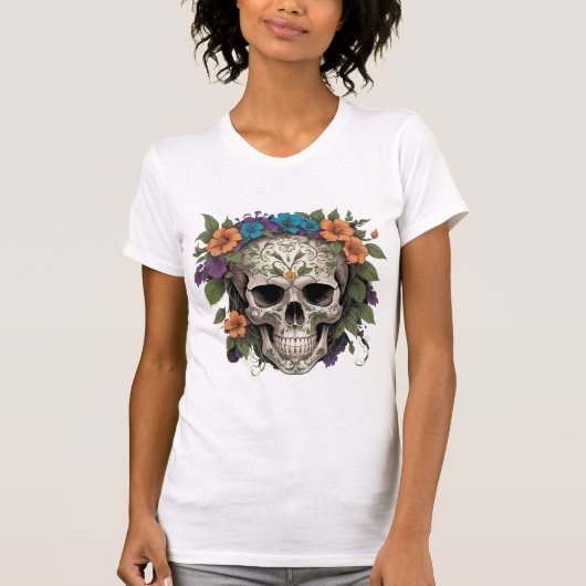 Elegant floral Skull Fusion - Bold Gothic T-Shirt (Vorderseite)