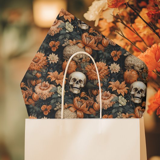 Elegant Floral Skull Halloween Seidenpapier