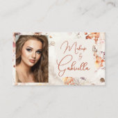 Elegant Floral Social Icon QR Code Photo Makeup Visitenkarte (Vorderseite)