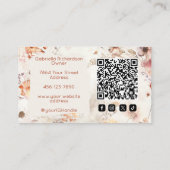 Elegant Floral Social Icon QR Code Photo Makeup Visitenkarte (Rückseite)