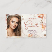 Elegant Floral Social Icon QR Code Photo Makeup Visitenkarte (Vorderseite)