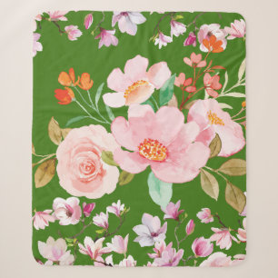 Elegant Floral Soft – Vintage-Rosen in Rosa Sherpadecke