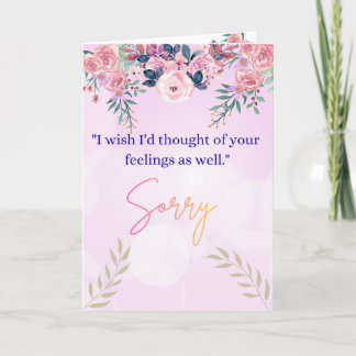 Elegant Floral Sorry Greeting Card with Heartfelt  Karte