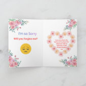 Elegant Floral Sorry Greeting Card with Heartfelt Karte (Innenseite)