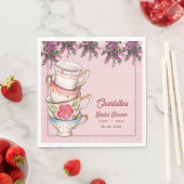 Elegant Floral Stacked Teacups Bridal Shower Party Serviette (Beispiel)
